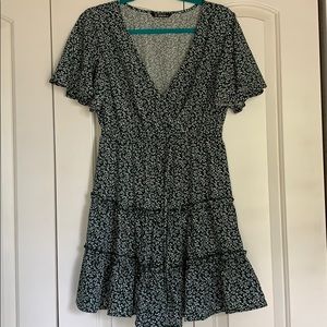 Green Floral Mini Dress